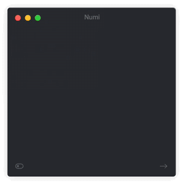 Animierte Benutzeroberfläche der App Numi